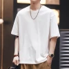 380g heavy-duty Xinjiang cotton solid-color short-sleeved T-shirt, pure cotton men's summer trendy brand casual loose half-sleeved T-shirt base details Picture